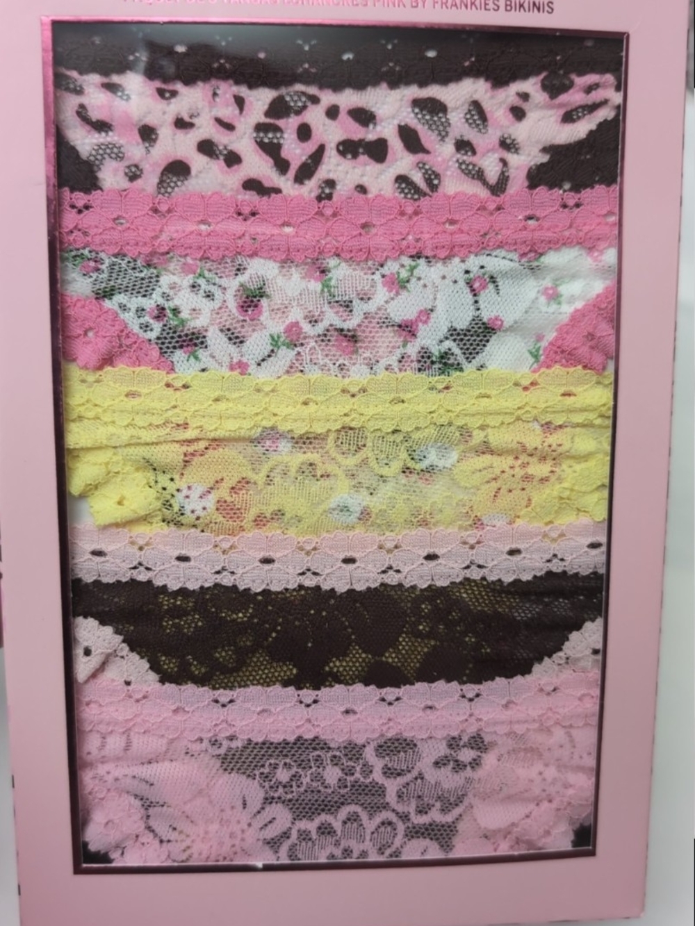 Frankie's Bikinis Lace Thong Pack Of 5.  Floral Lace Thong Mixed Colors